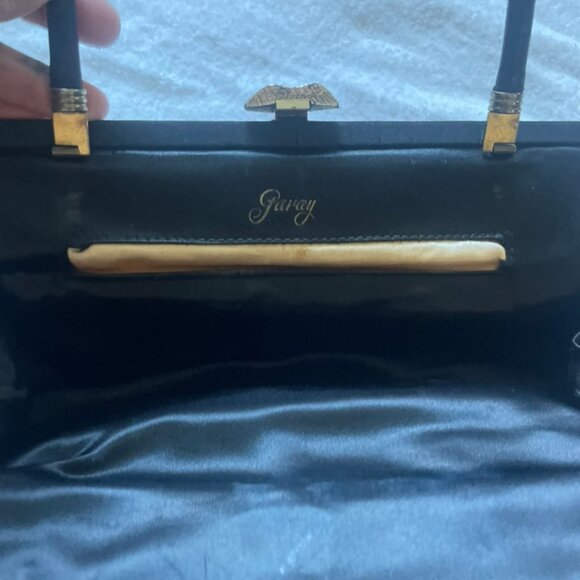 Vintage Embroidered Black floral Hand Bag clutch - Picture 3 of 9